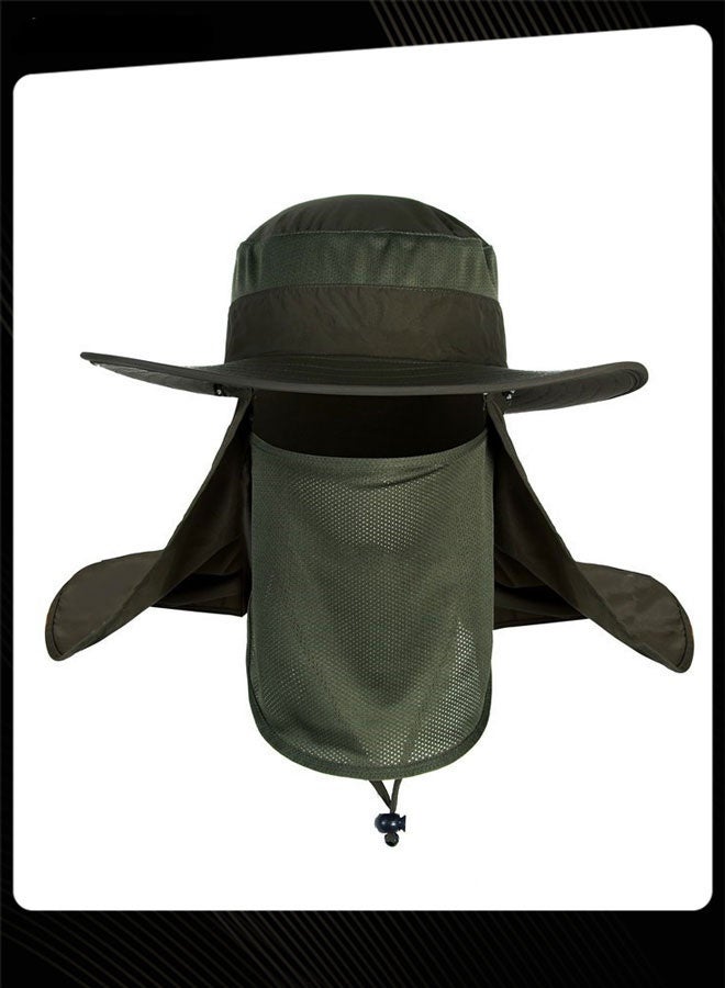 Sharpdo Men Summer Sun Protection Fishing Neck Face Flap Hat With Wide Brim Green - Image 3